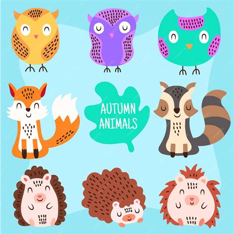 Premium Vector | Hand drawn autumn animals collection