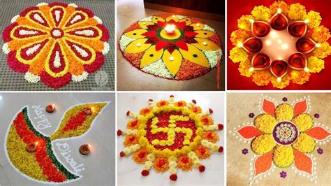 Diwali Flower rangoli designs. Flower rangoli designs for Diwali ...