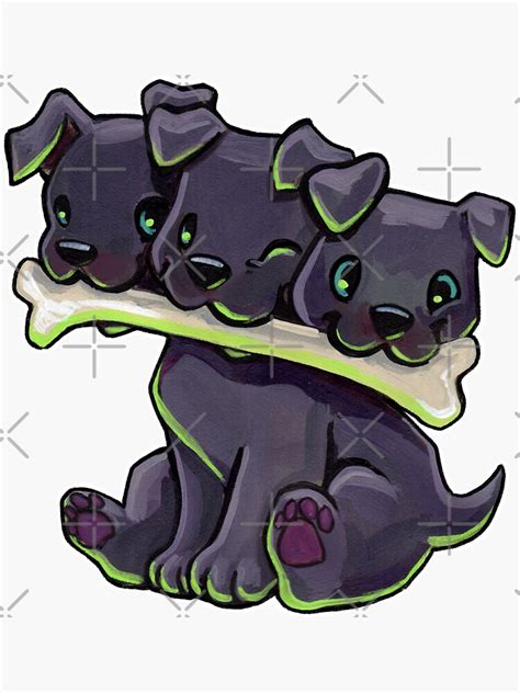 "Baby Cerberus " Sticker for Sale by ArtOfBianca | Redbubble