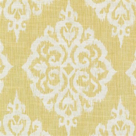 Yellow Woven Damask Upholstery Fabric Large Scale Medallion