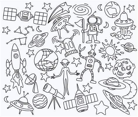 Space doodles set. vector illustration 4571979 Vector Art at Vecteezy