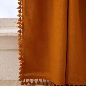 Burnt Orange Curtains 2 Panels Tassels Curtains Boho Cotton Curtains ...