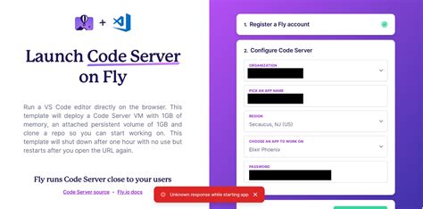 Code Server issues - Fly.io