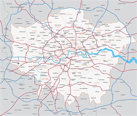 Map of Greater London districts and boroughs - Maproom