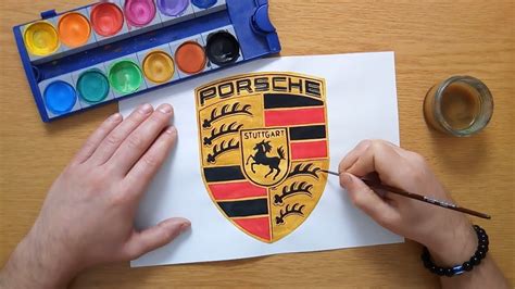 How to draw the Porsche logo - Wie zeichnet man das Porsche logo - YouTube