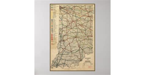 Map of Indiana's Railroad System, Circa 1897 Poster | Zazzle