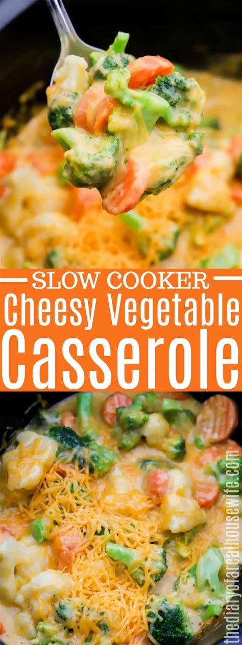 Slow Cooker Cheesy Vegetable Casserole • The Diary of a Real Housewife