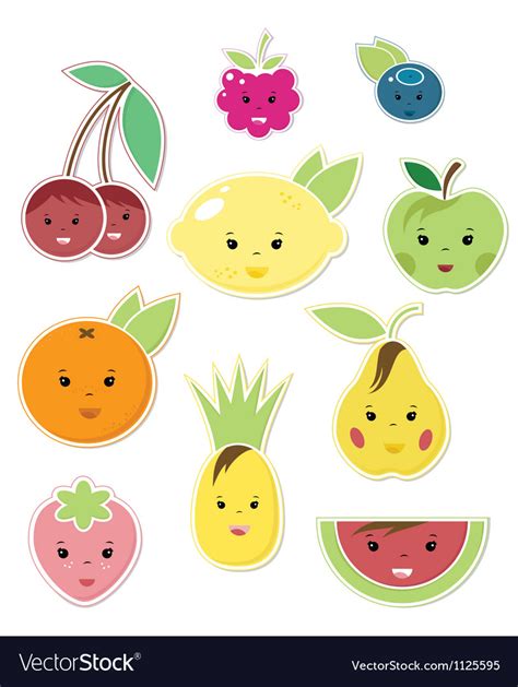 Smiley faces fruit icons Royalty Free Vector Image