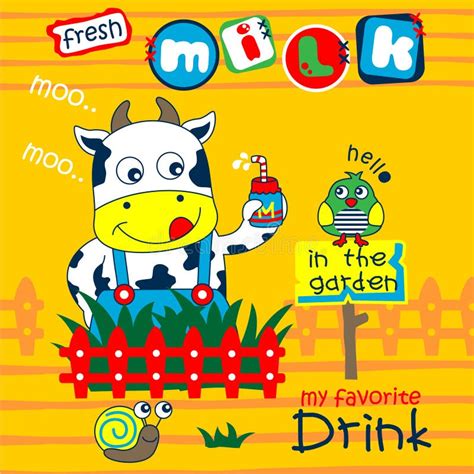 Funny Cow Drinking Milk Stock Illustrations – 180 Funny Cow Drinking ...