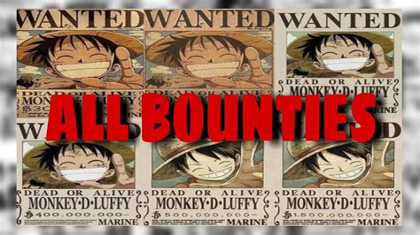 All of Luffy's bounties overtime! | 1999 - 2021 - YouTube