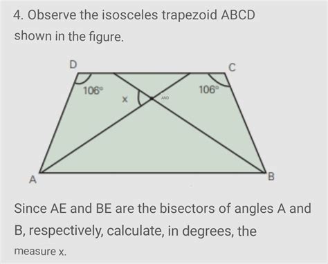 Solved: Observe the isosceles trapezoid ABCD shown in the figure. Since ...