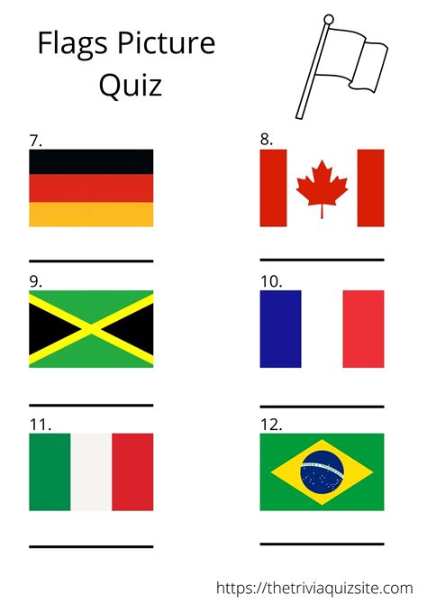 Flags Of The World Picture Quiz - FREE PRINTABLE - The Trivia Quiz Site