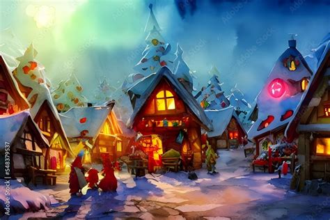 The sun is shining down on the "Santa Claus village" in the North Pole ...