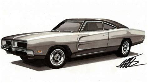 Realistic Car Drawing - 1969 Dodge Charger - Time Lapse - YouTube