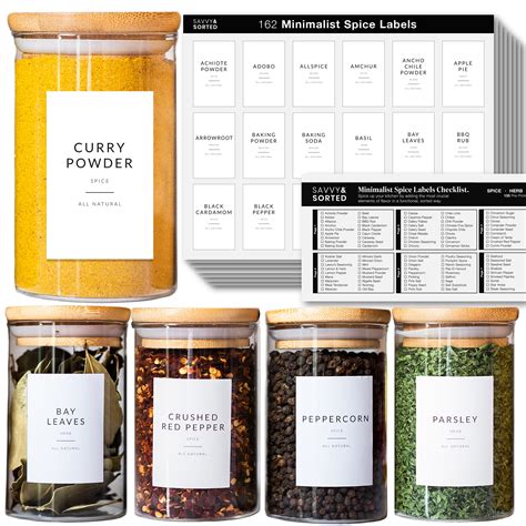 Buy SAVVY & SORTED Minimalist Spice Labels for Spice Jars | 146 Spice ...