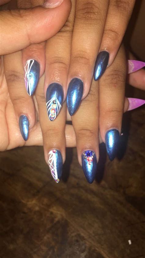 Metallic blue Metallic Blue, Nails, Creative, Beauty, Finger Nails ...