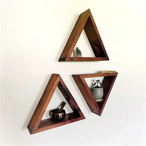 Triangle Shelves Wall Decor Single or Set Geometric Wood - Etsy