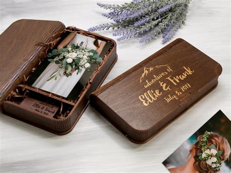 Wedding Photo Box Personalized Mountain Gift for Couple Wood | Etsy ...