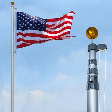 Stand 20FT Telescoping Flag Pole Kit, Thick 16-Gauge Aluminum, 3x5 Ame ...