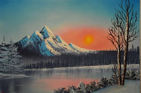 Snowy Mountain at Sunset Painting by Tina Zarichniak - Pixels