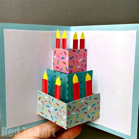 Easy Pop Up Birthday Card DIY - Red Ted Art - Kids Crafts | Simple ...