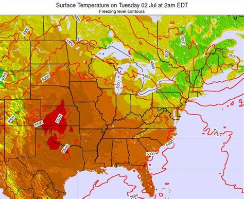 Ohio Surface Temperature on Sunday 19 Sep at 2am EDT