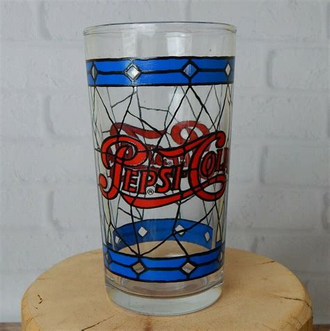 Set of 8 Vintage 1970 5" Pepsi Cola Tiffany Style Glass Tumbler ...