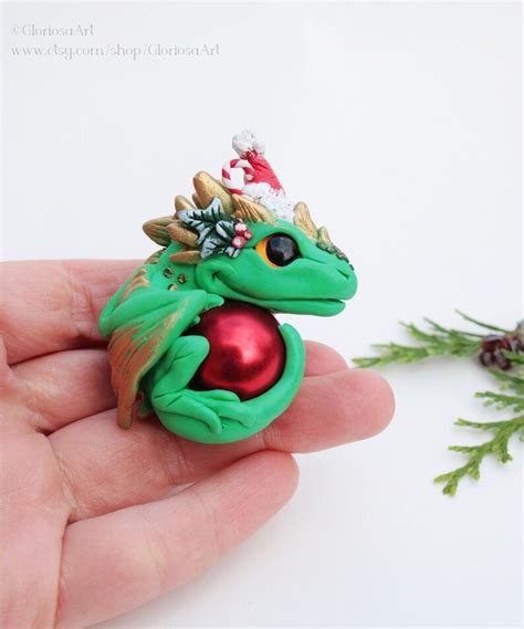 Santa Dragon Figurine Christmas Dragon Ornament Xmas Decor - Etsy