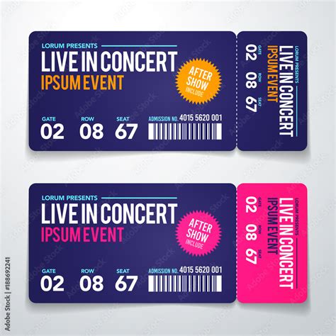 Vector Illustration concert ticket template. Concert, party or festival ...