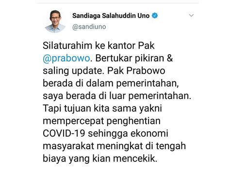 Sandiaga Uno Ungkap Hasil Dialog dengan Prabowo | Tagar