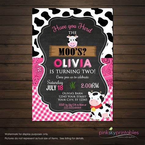 Free Printable Cow Birthday Invitations