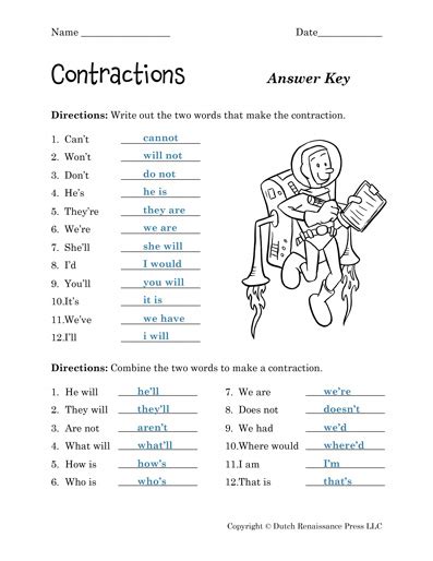 Contractions Worksheets - Tim's Printables