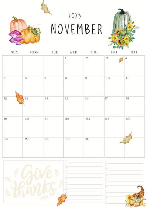 November Calendar Thanksgiving Monthly Planner - Etsy