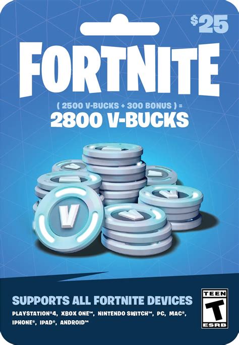 Fortnite V-Bucks Gift Card (redeem At Fortnite.com/vbuckscard ...