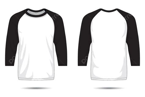 Mockup Kaos Lengan Raglan Tampak Depan Dan Belakang Vektor, Kemeja ...