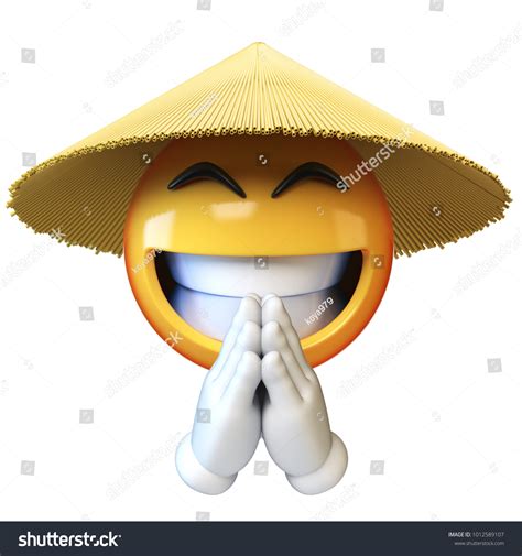 Asian Emoji Conical Straw Hat Isolated Stock Illustration 1012589107 ...