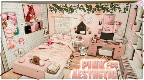 💗 PINK AESTHETIC TEEN BEDROOM + CC FOLDER & DOWNLOAD | Sims 4 Speed ...