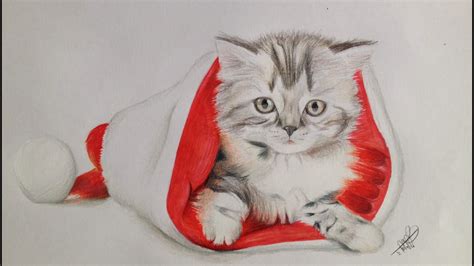 Christmas Cat Drawing at PaintingValley.com | Explore collection of ...