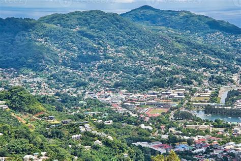 Copolia trail view of the capital city of town Victoria on Mahe ...