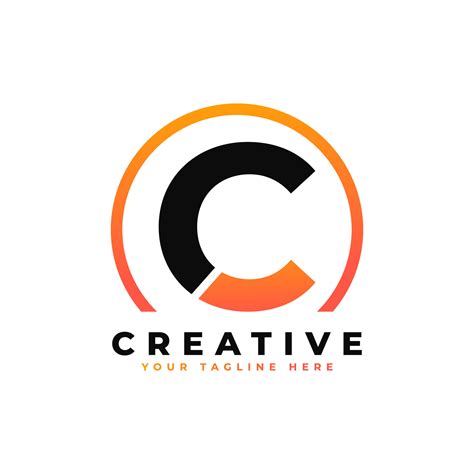 Letter C Logo Design with Black Orange Color and Circle. Cool Modern ...