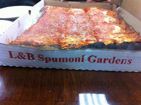 L & B Spumoni Gardens in Brooklyn. The famous 'Square' pizza. They put ...