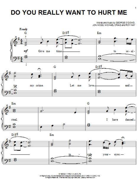 Do You Really Want To Hurt Me | Sheet Music Direct