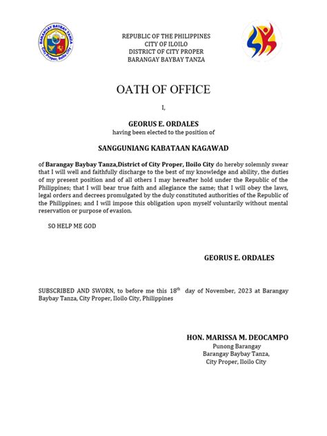 Oath of Office | Download Free PDF | Oath Of Office | Oath