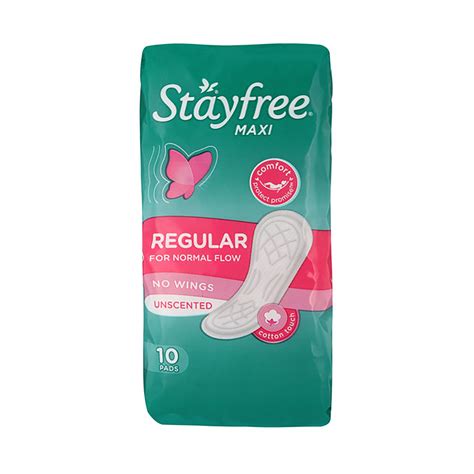 StayFree Maxi Regular Unscented No Wings Pads 10 Pads - Med365