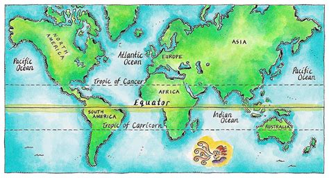 Earth Map With Equator Line - Wayne Baisey