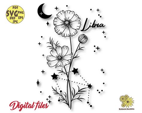 Cosmos Birth Flower Svg File October Birth Flower Svg Libra - Etsy