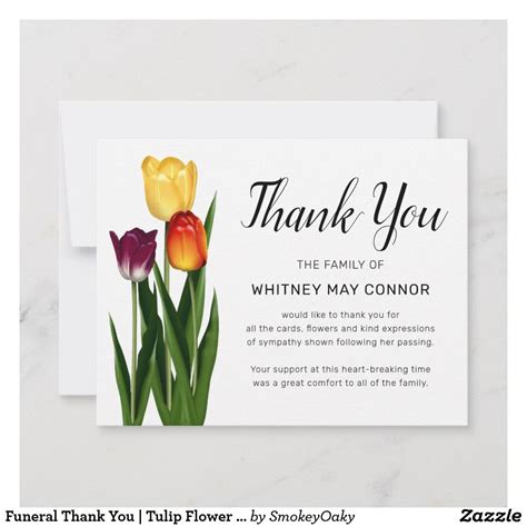 Funeral Thank You | Tulip Flower Memorial | Zazzle | Funeral thank you ...