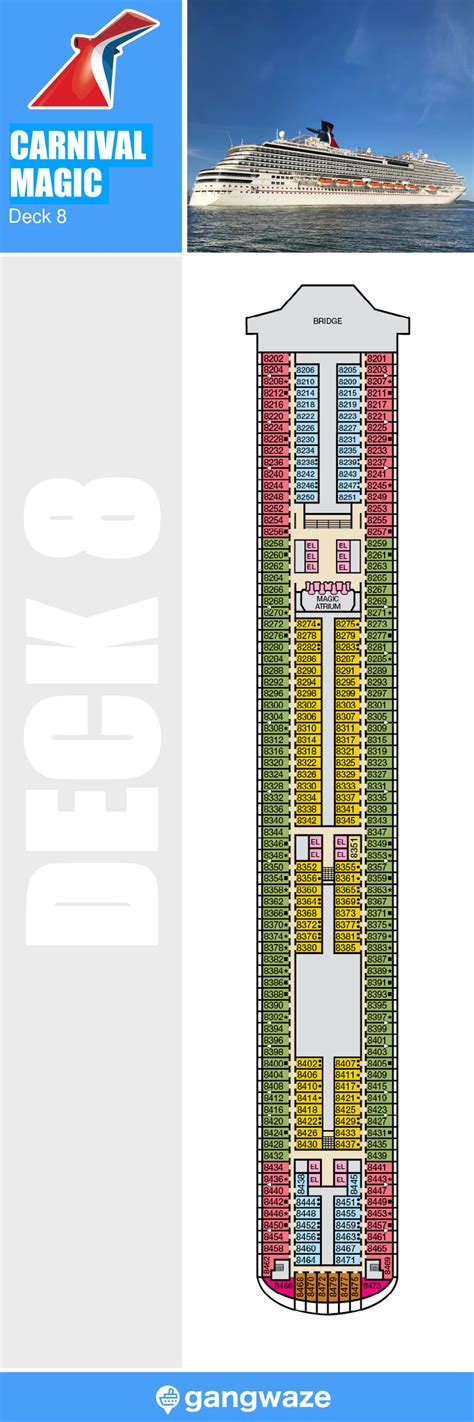 Carnival Magic Deck 8 - Activities & Deck Plan Layout