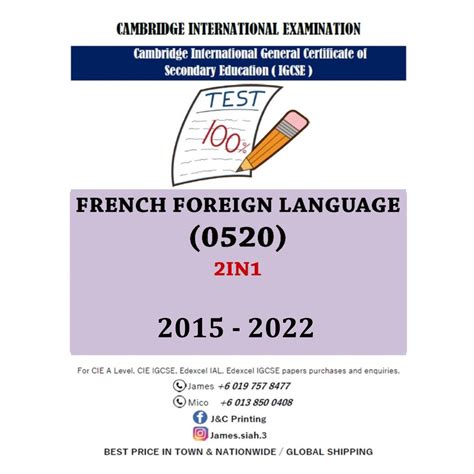 Cambridge Igcse Past Year Papers French-Foreign Language 0520 P1,2,4 ...