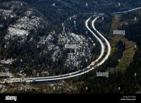 aerial photograph interstate I-80 Sierra mountains California Stock ...